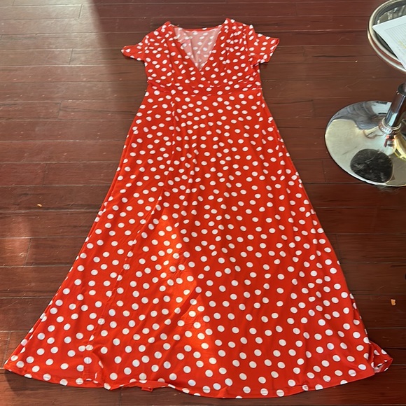 ☀️🆕BohoMaxi “Cinnamon” PolkaDot WrapDress NWT☀️ - Picture 16 of 17